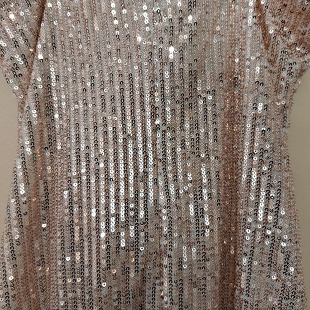 Fringe Sequin spaghetti Strap Party Mini Dress peach/cream large juniors - Picture 4 of 8